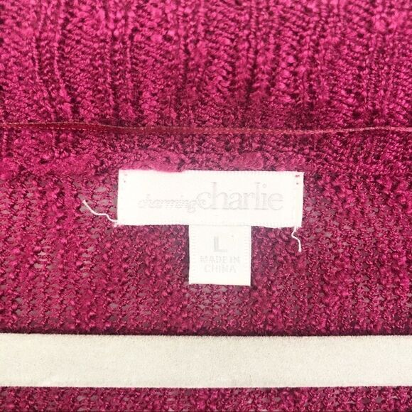 CHARMING CHARLIE | Burgundy Fringe Cardigan Large - Picture 4 of 6